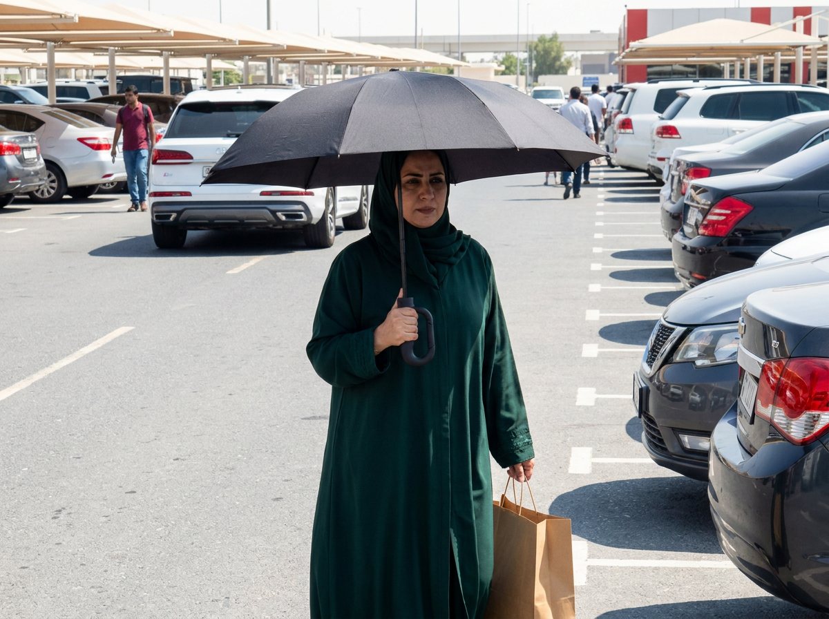 Shade across a Dubai car park