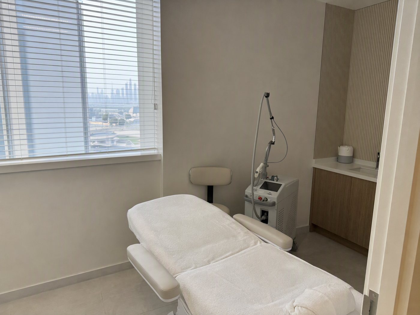 A dermatology treatment room